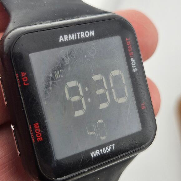 Armitron Men's Digital Sports Watch Black Square Running Workout Timer 40/8417 - Picture 3 of 7